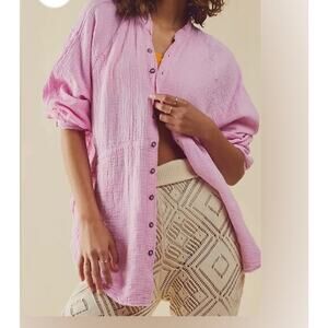FREE PEOPLE We the Free Summer Daydream Button Down Shirt Size L NEW $108